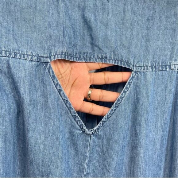 Billy T Blue Lyocell Chambray Hi-Low Button Front Boho Denim Dress Medium - Picture 10 of 15